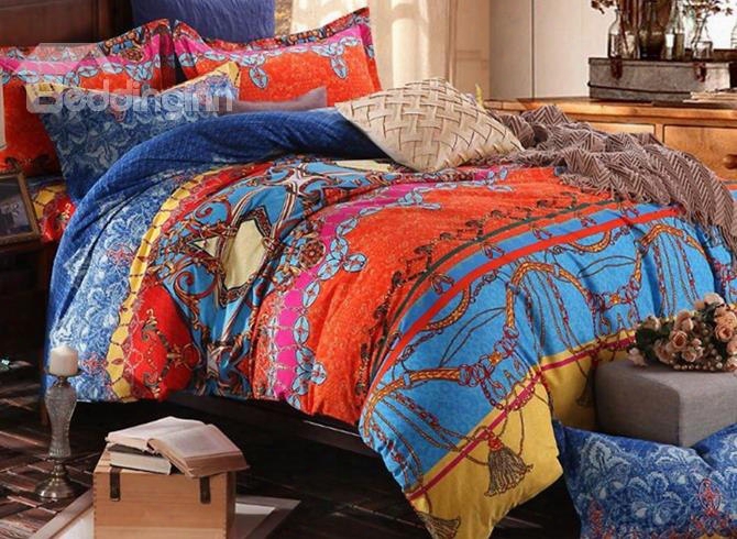 Boho Pattern Luxury Style 4-piece Cotton Bedding Sets/duvet Cover