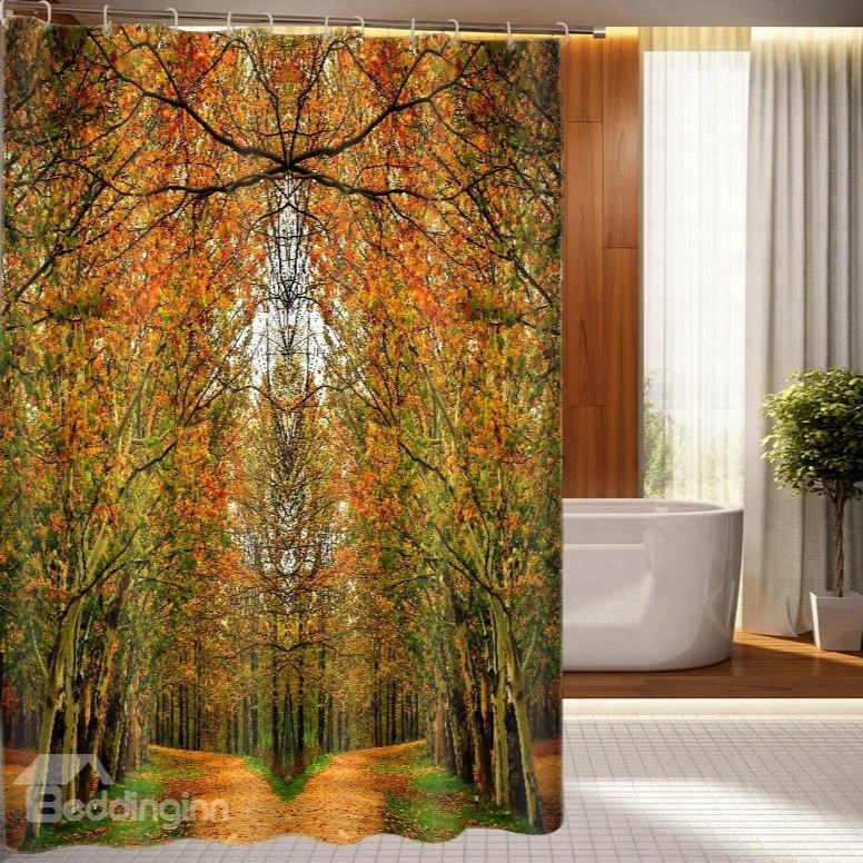 Charming Creative Design Forest Trail Dacron 3d Shower Curtain