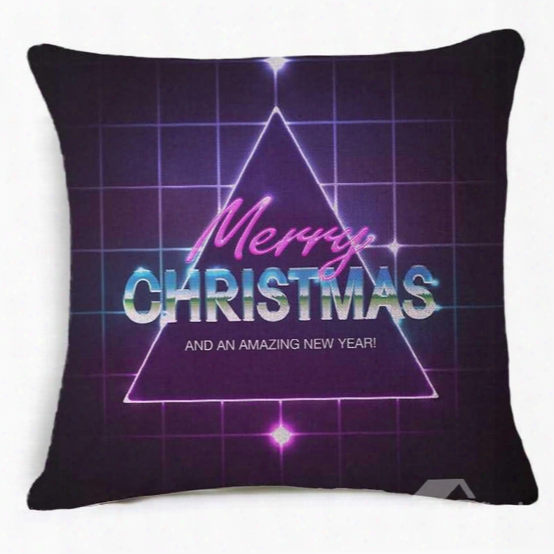 Chic Merry Christmas Triangle Print Purple Throw Pillow