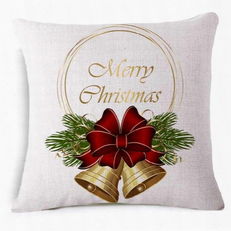 Christmas Chic Jingle Bell Print Basic White Throw Pillow