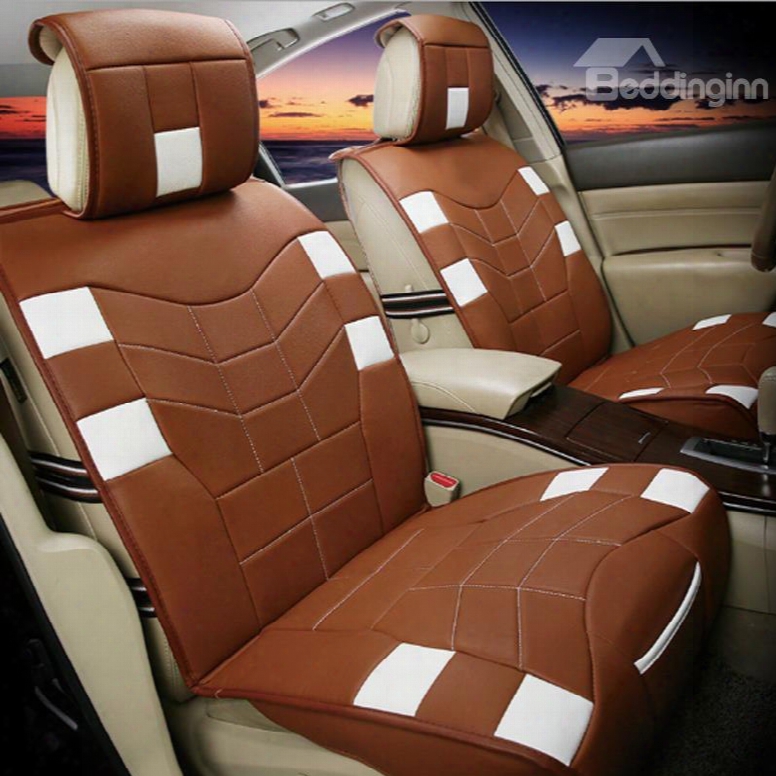 Classic Coffee Business Design Durable Pu Leather Cost-effective Universal Five Car Seat Cover