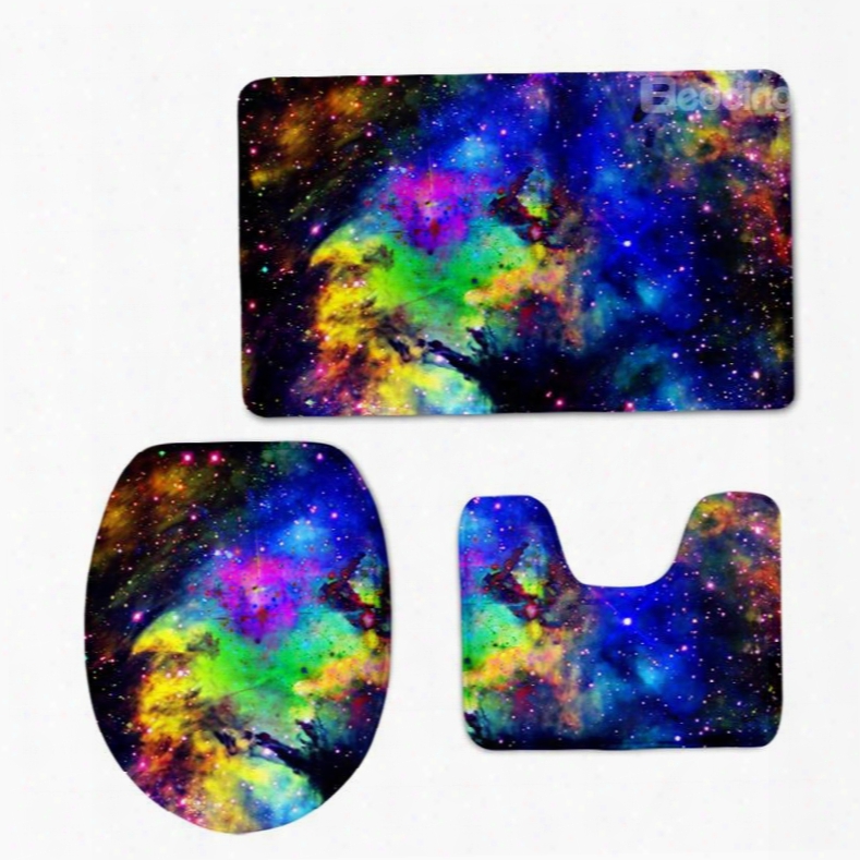 Colored Galaxy3 D Printing 3-pieces Toilet Seat Cover