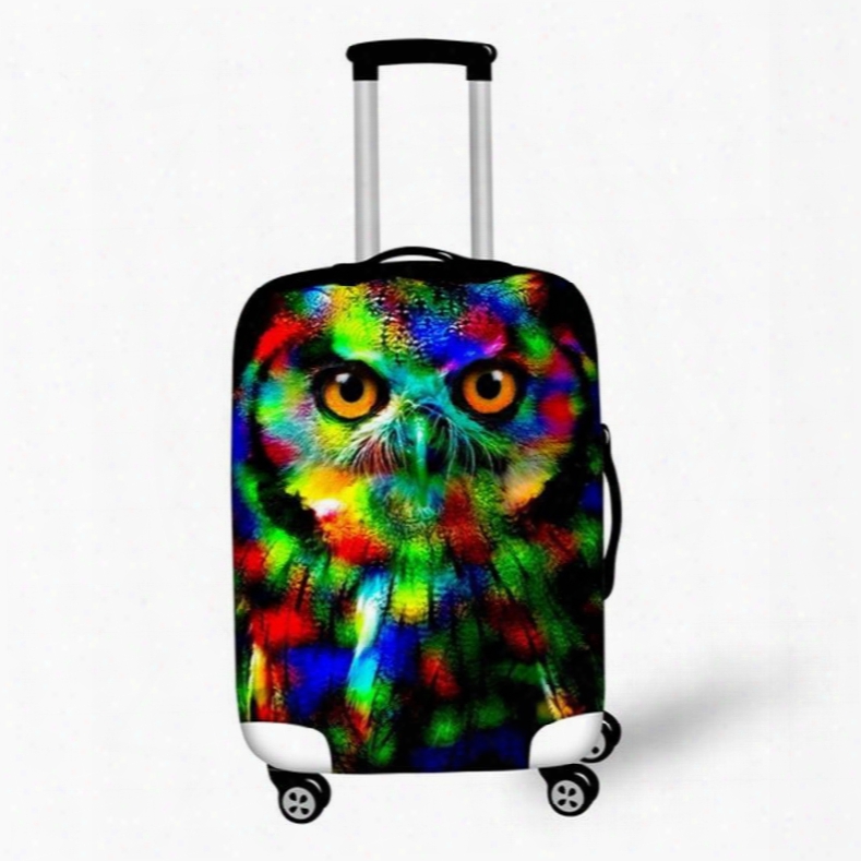 Colorful Owl Pattern 3d Painted Luggage Cover