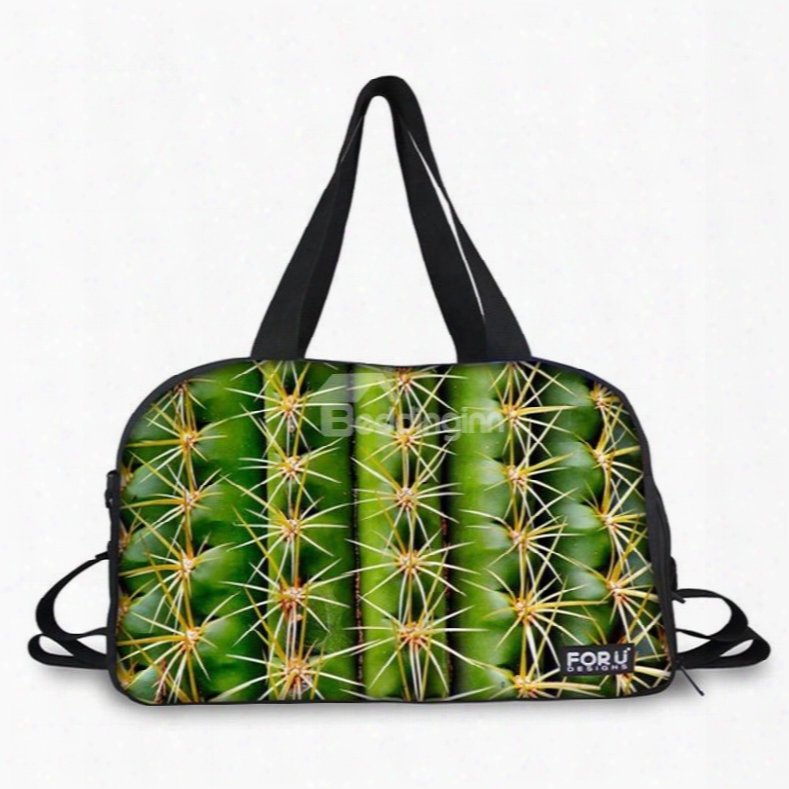 Cool Cactus Pattern 3d Painted Travel Bag