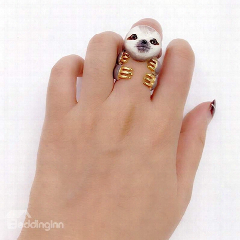 Creative Cartoon Sloth Design 3 Pieces Enamel Rings Sets