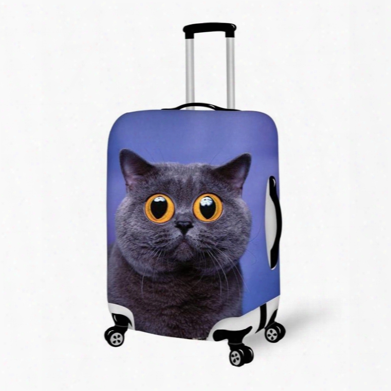 Creative Cat With Big Eyes Pattern 3d Painted Luggage Cover