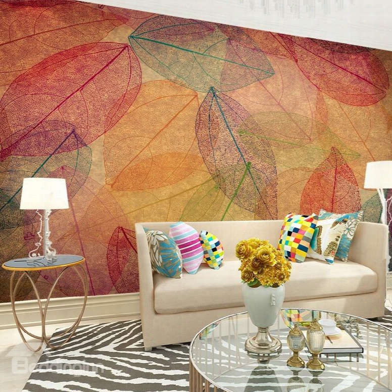 Creative Design Autumn Leaves Pattern Waterproof 3d Wall Murals