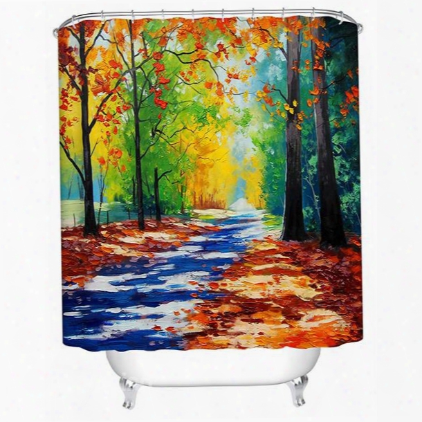 Creative Design Unique Countryside View Oil Painting 3d Shower Curtain