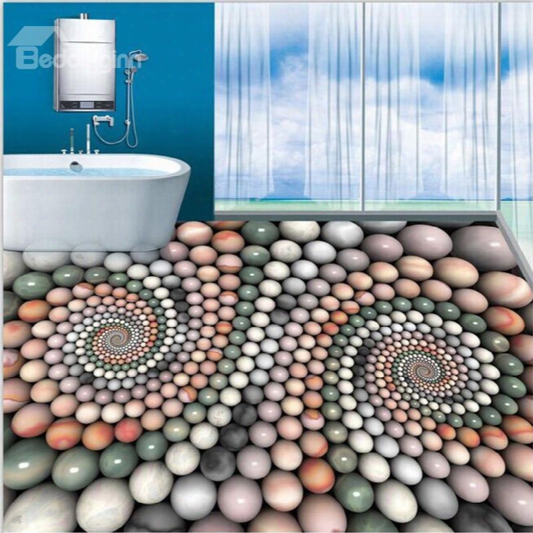 Creative Modern Design Colorful Round Cobbles Pattern Waterproof 3d Floor Murals