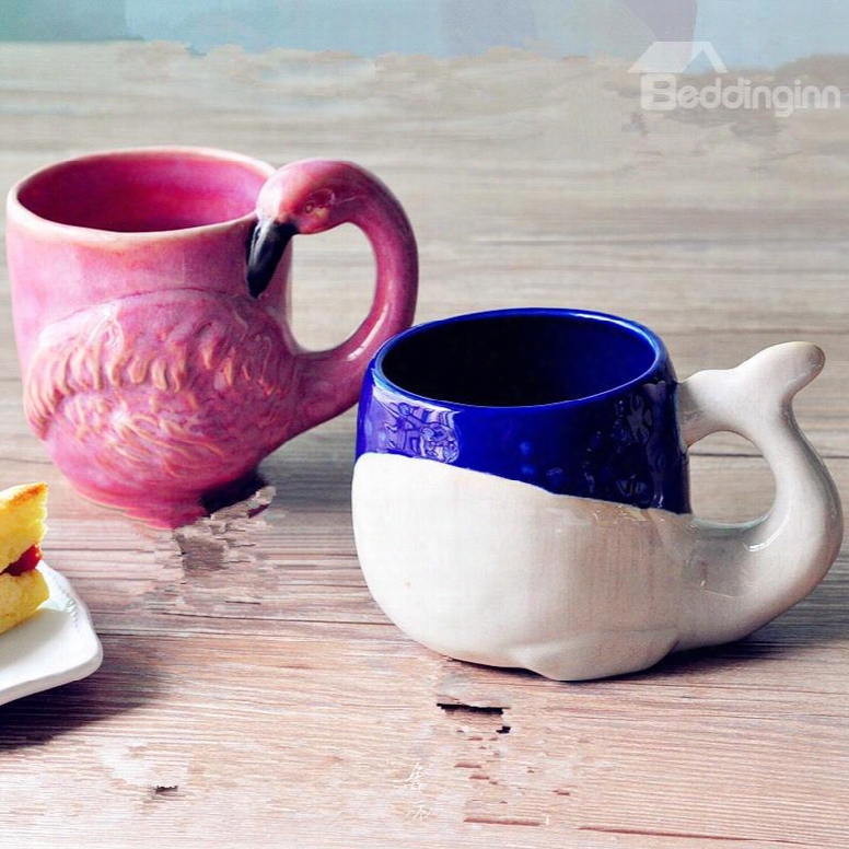 Cute Ceramic Whale And Flamingo Shape Design Coffee Mug