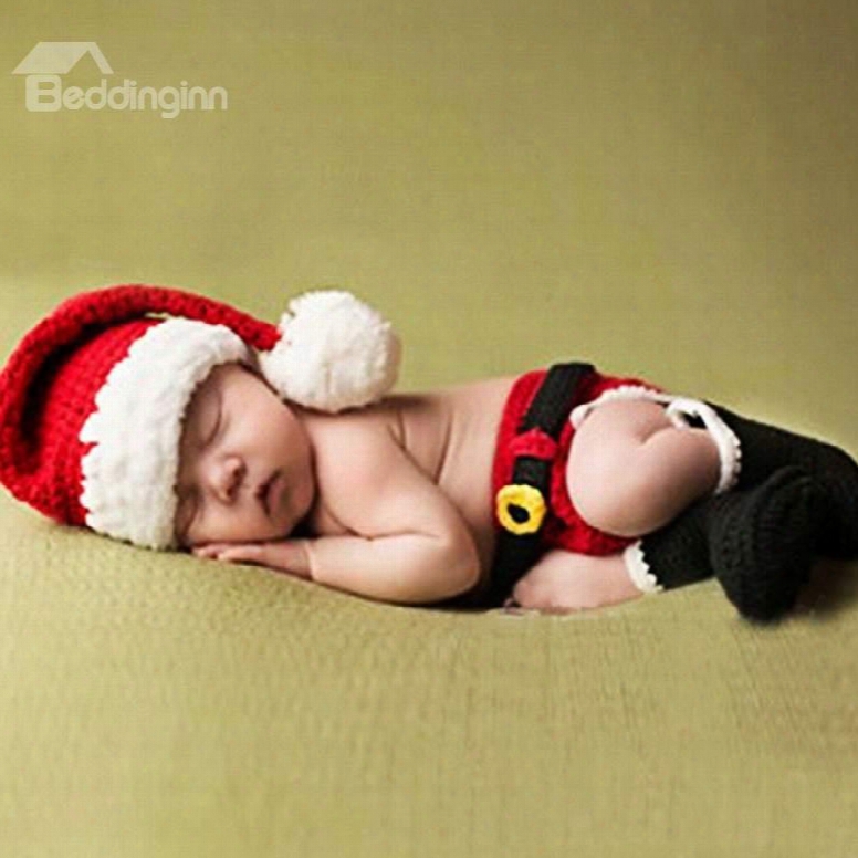 Cute Santa Claus Cloth Design Knit Baby Cloth Photo Prop