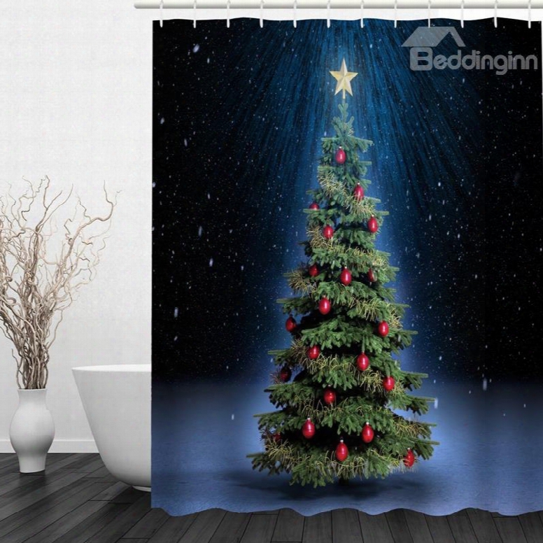 Decoration Chri Stmas Tree Printing Bathroom 3d Shower Curtain
