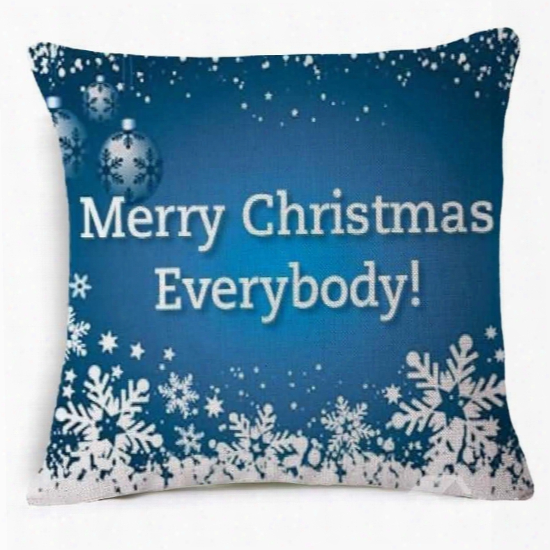 Decorative Snowflake And Merry Christmas Everybody Print Throw Pillow