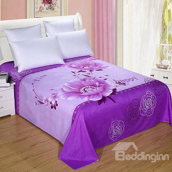 Drluxe Purple Flowers 100% Cotton Printed Sheet