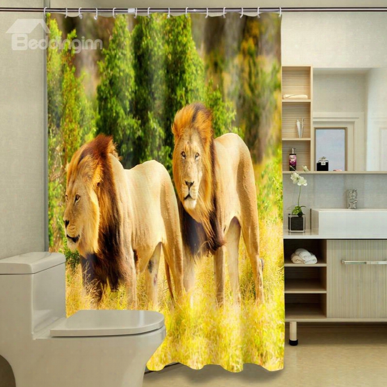 Distinctive Cool Two Lion Brothers 3d Shower Curtain