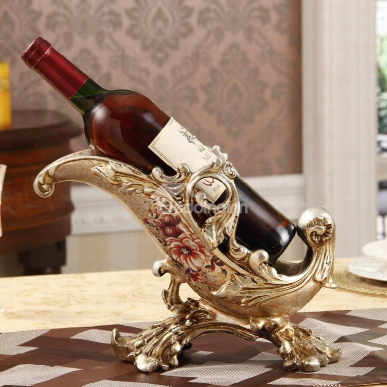 Elegant European Style Flower Pattern Home Decorative Wine Rack