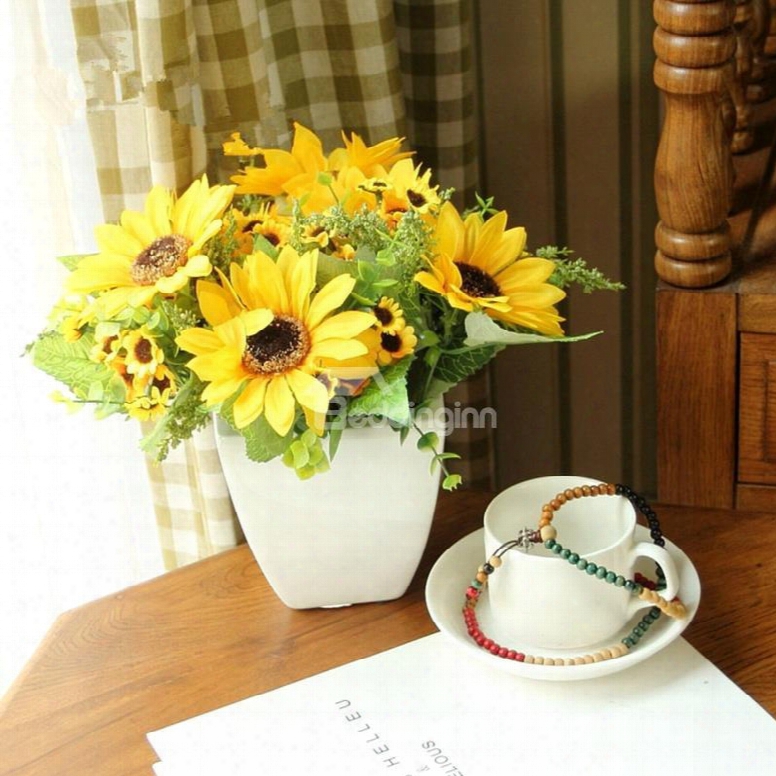 European Country Style Artificial Sunflowers Desktop Flower Sets