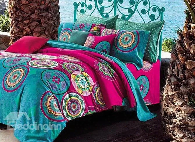 Exotic Floral Jacquard Prrint Cotton 4-piece Bedding Sets/duvet Cover