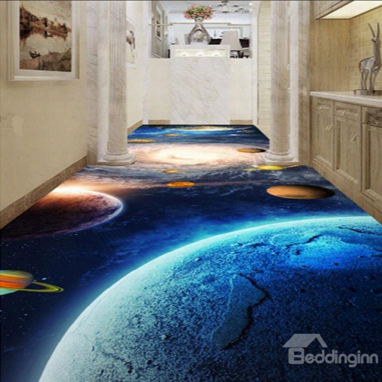 Fabulous Blue Galaxy Pattern Home Corridor Decorative Waterproof 3d Floor Murals