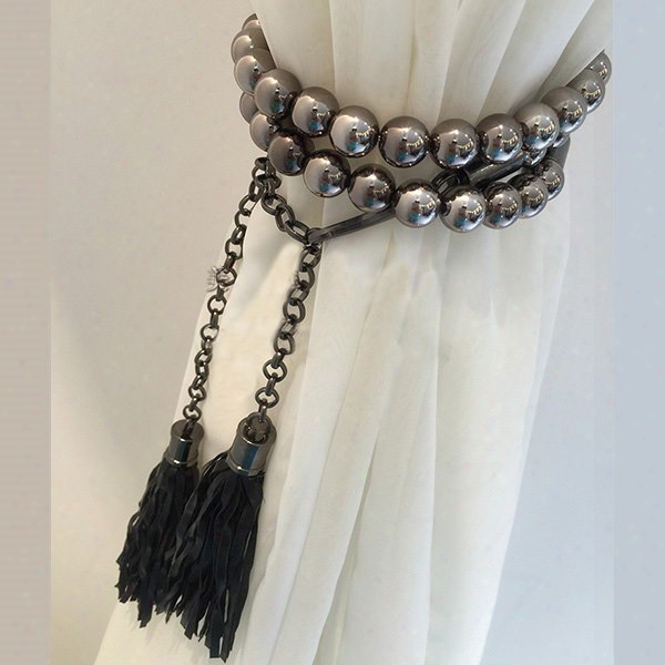 Fashion Black Beads Decorative Curtain Tiebacks