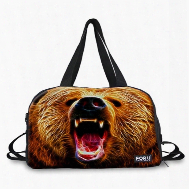 Fashion Huge Bear Face Pattern 3d Painted Travel Bag