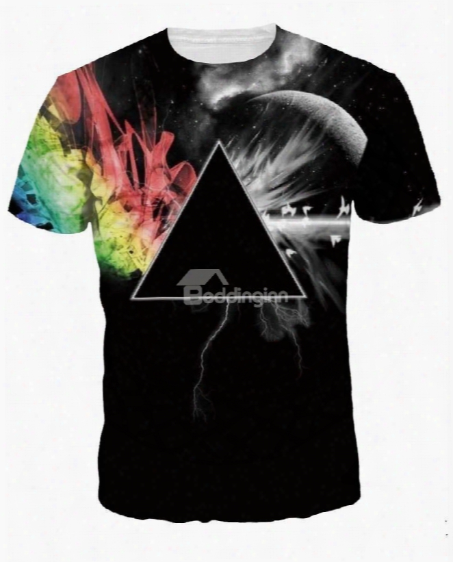 Fashion Round Neck Abstract Pattern 3d Painted T-shirt