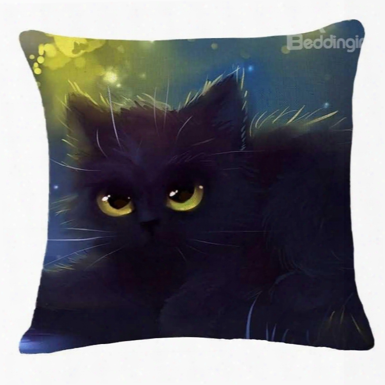 Fluffy Halloween Chat Print Square Throw Pillow