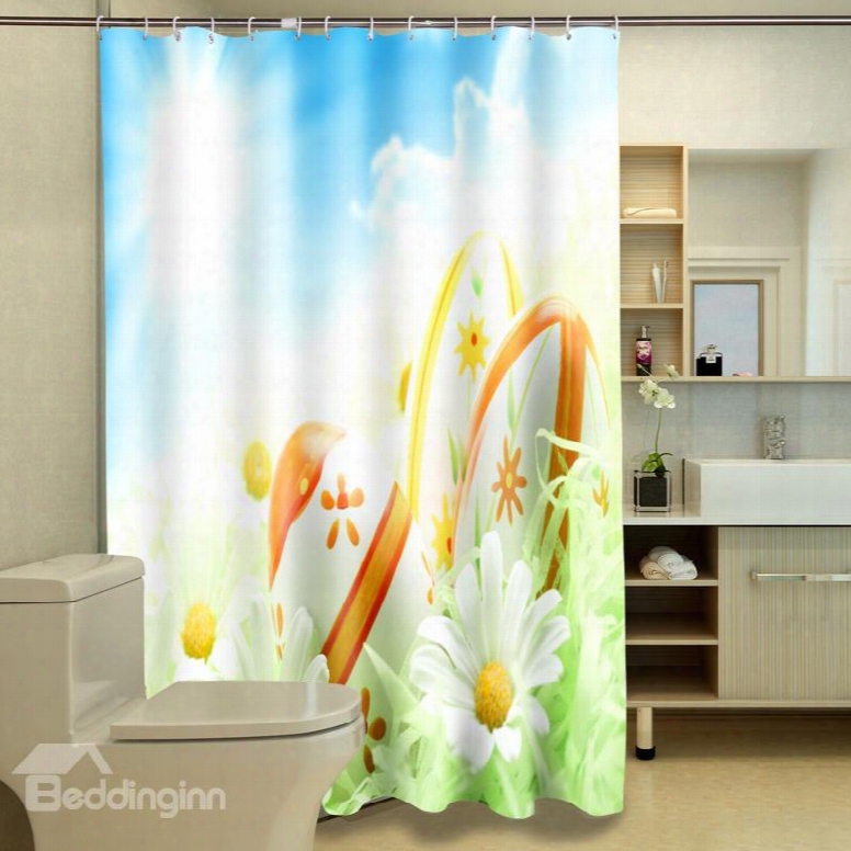 Fresh American Style Lvoely Floret 3d Shower Curtain