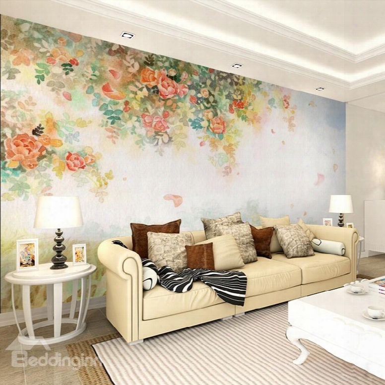 Fresh Beautiful Flowers Pattern Home Decorative Waterproof 3d Wall Murals