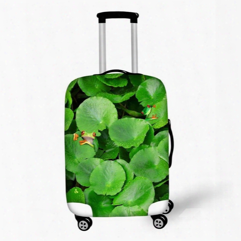 Frog In Lotus Leaf Pattern 3d Painted Luggage Protect Cover