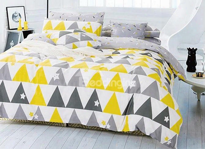 Full Size Concise Triangle Print Cotton 4-piece Bedding Sets/duvet Cover