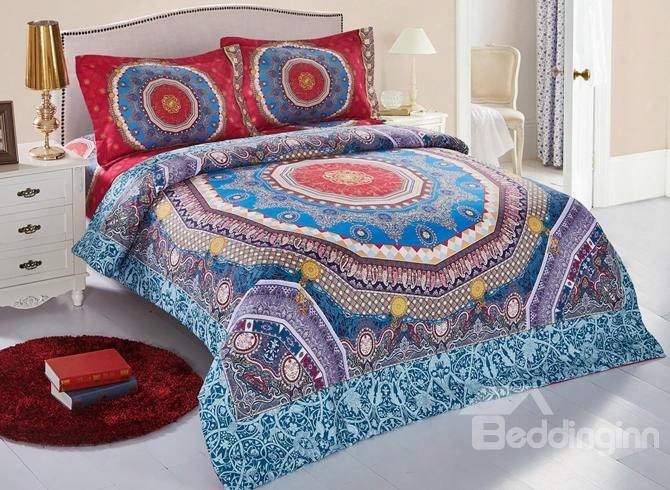 Full Size Mandala Pattern Bohemia Style Lightweight Polyester 4-piece Bedding Sets/duvet Cover