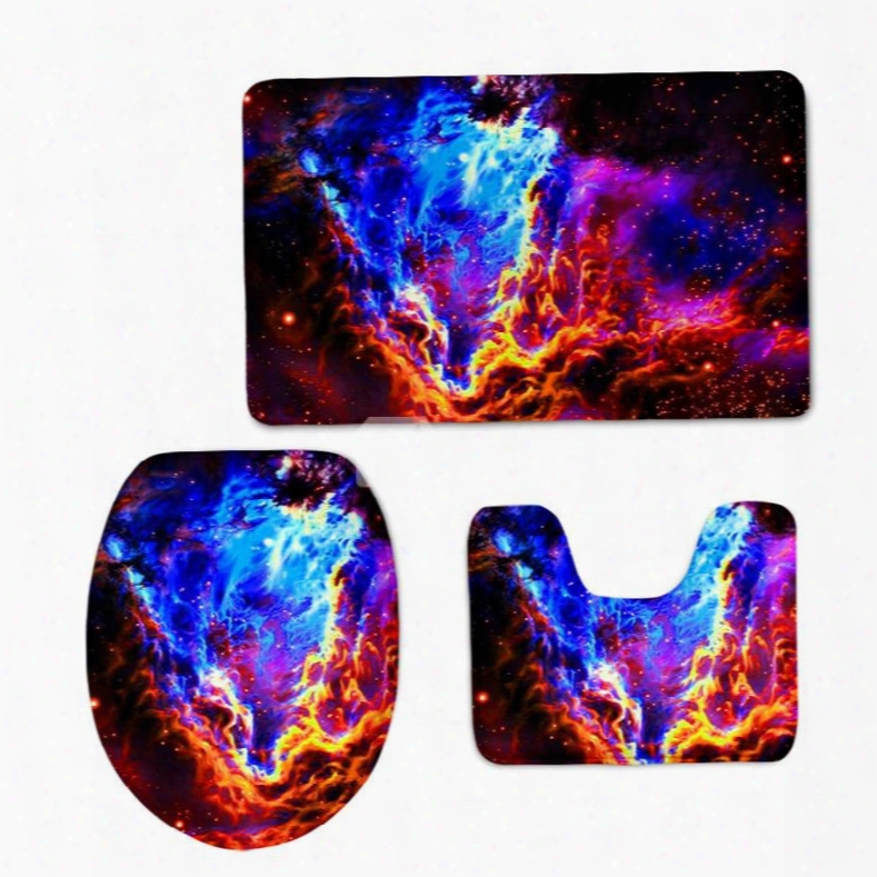 Gorgeous Galaxy Printing 3-pieces Toilet Seat Cover