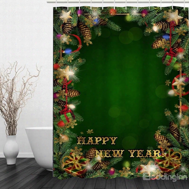 Green Bathroom Decor Christmas Theme 3d Shower Curtain