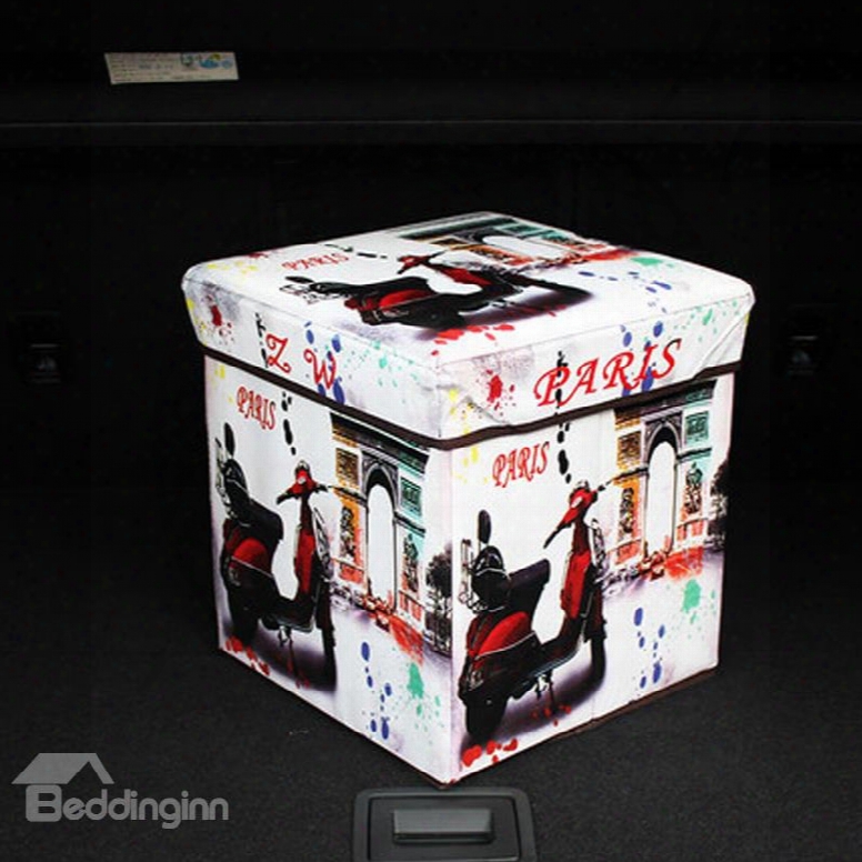 High Capacity Cube Desivn With Motorcycle Pattern Car Trunk Organizer