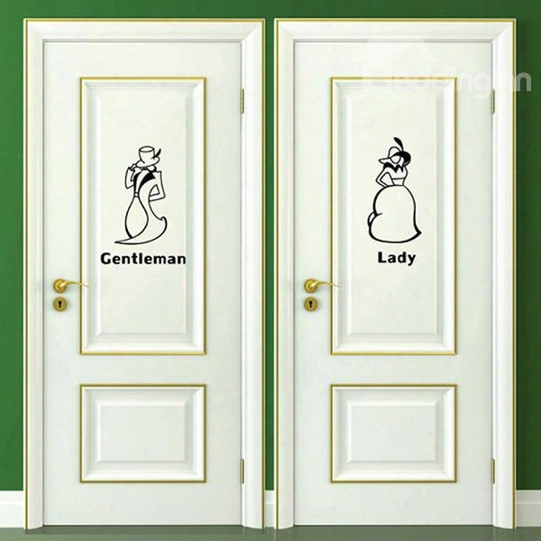 Indicative Gentleman And Lady Bathroom Door Signs Removable Wall Sticke
