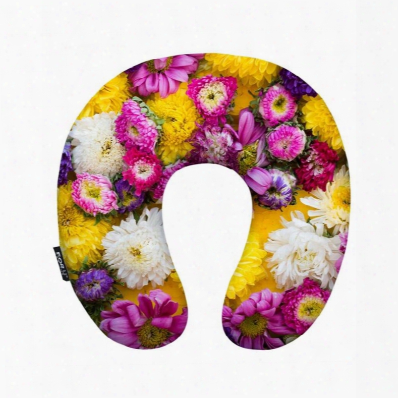 Likable 3d Floral Print U-shape Memory Foam Neck Pillow