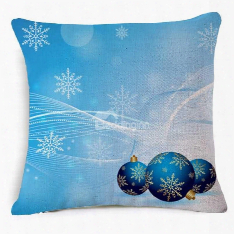 Likable Christmas Decoration Print Blue Throw Pillow