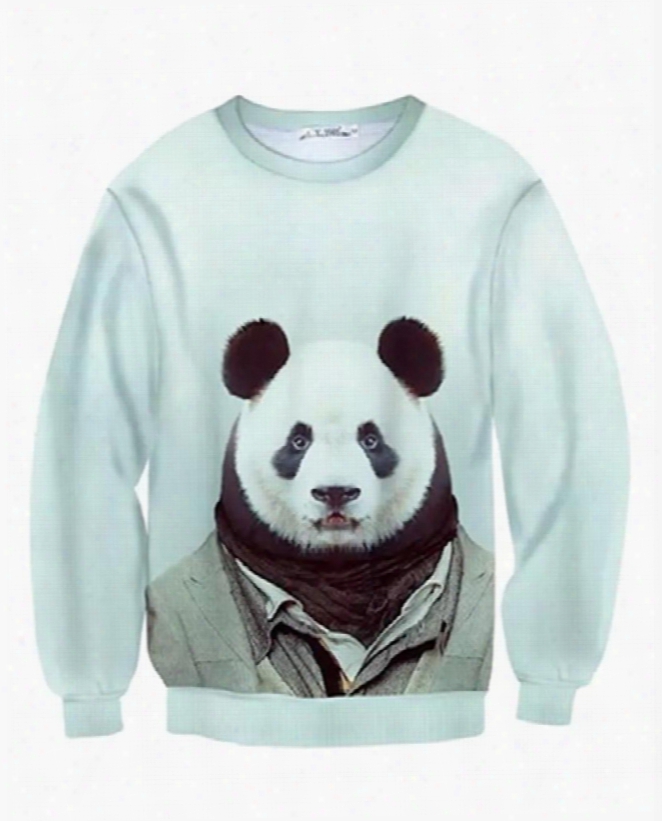 Long Sleeve Panda Sir Pattern Inner Suede 3d Painted Hoodie