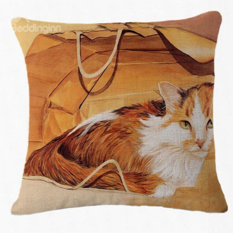 Longhair Cinnamon And White Kitten Print Throw Pillow