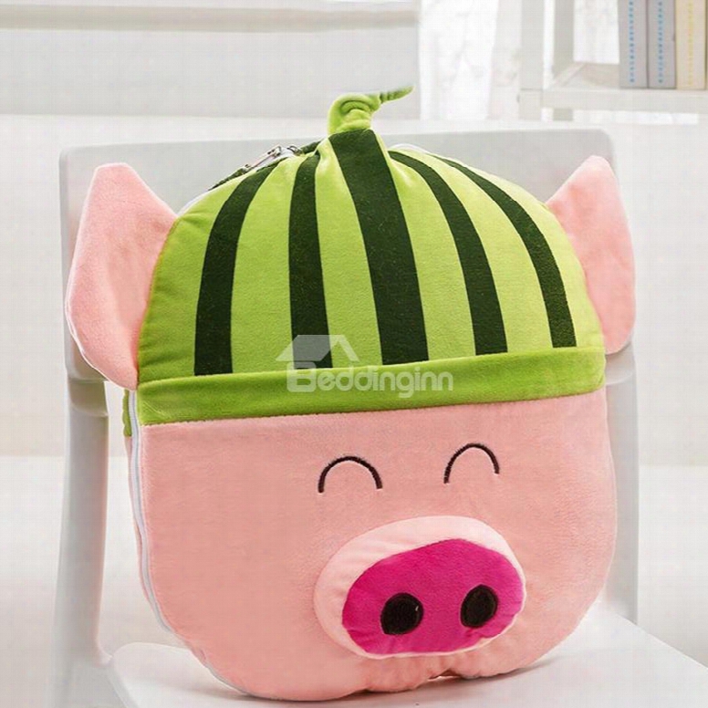 Lovely Cartoon Watermelon Piglets Apttern Design Three Kinds Of Use Multi-functional Car Pillow