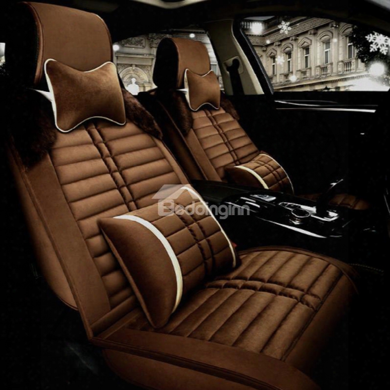 Luxury Unique Design With First-rate Business Style Velvet Plush Material Universal Five Car Seat Cover