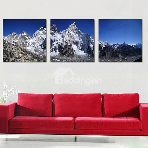 Magnificent Snow-covered Mountains 3-panel Canvas Wall Art Prints