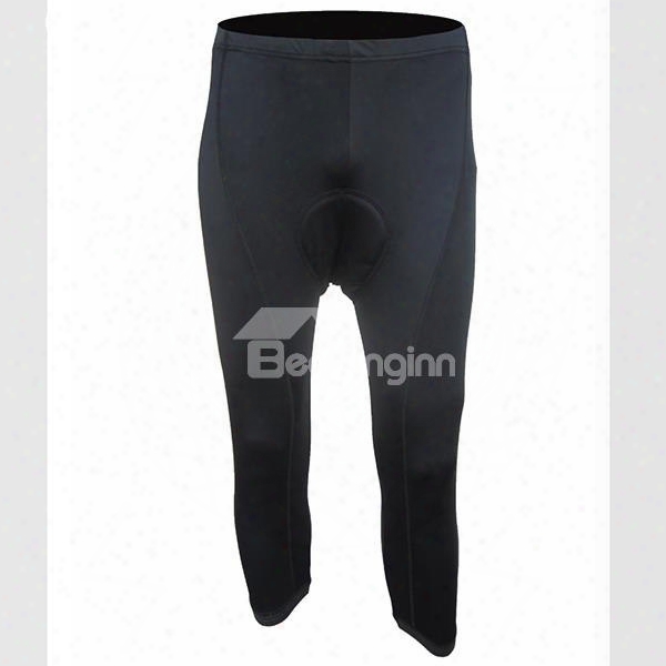 Men's Black Pure Color Pants Padded Outdoor Compression Tights