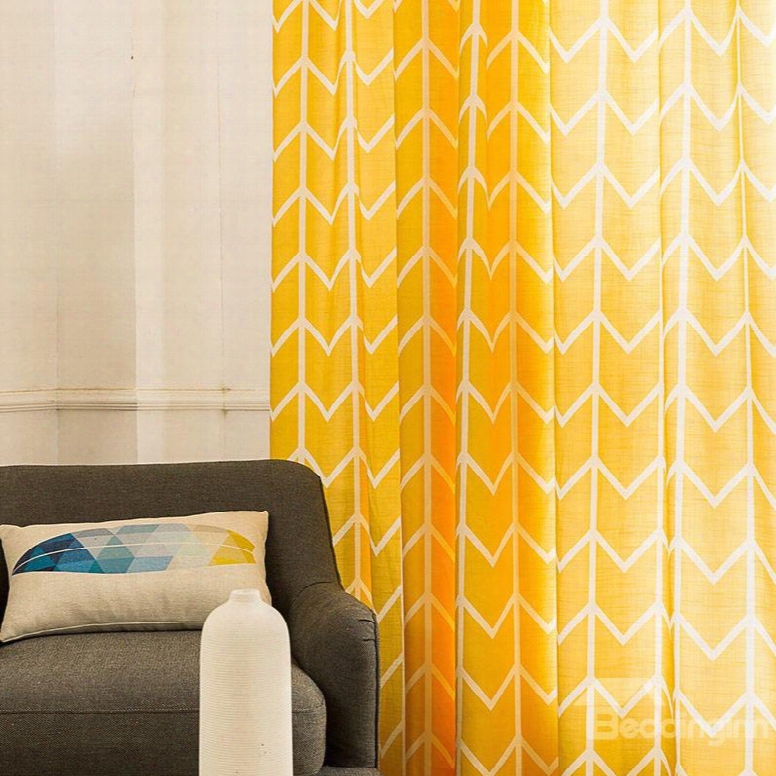 Modern Concise Window Decoration Yellow Cotton And Linen Blending Custom Curtain