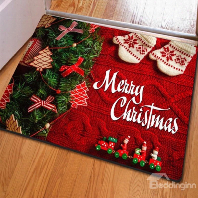 Modern Fashion Design Rectangle Christmas Decorative Felt Doormat