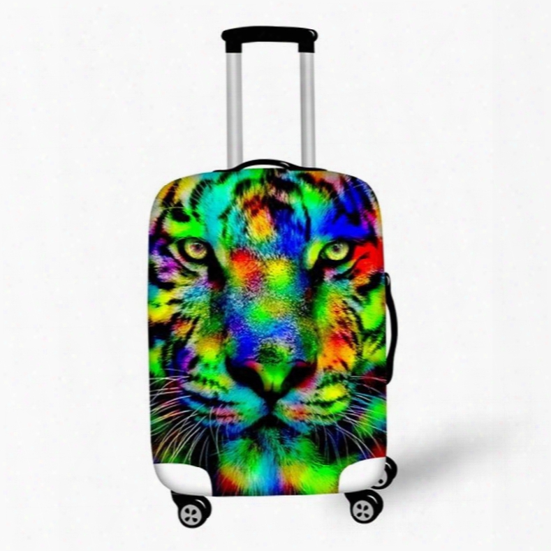 Multicolor Tiger Pattern 3d Painted Luggage Cover