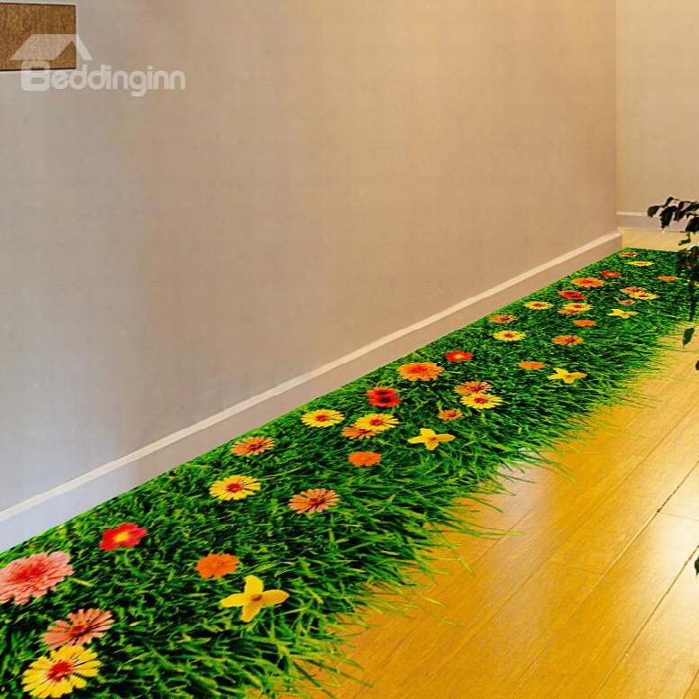 Naturak Beautiful Flower In The Grass Print 3d Floor Stickers