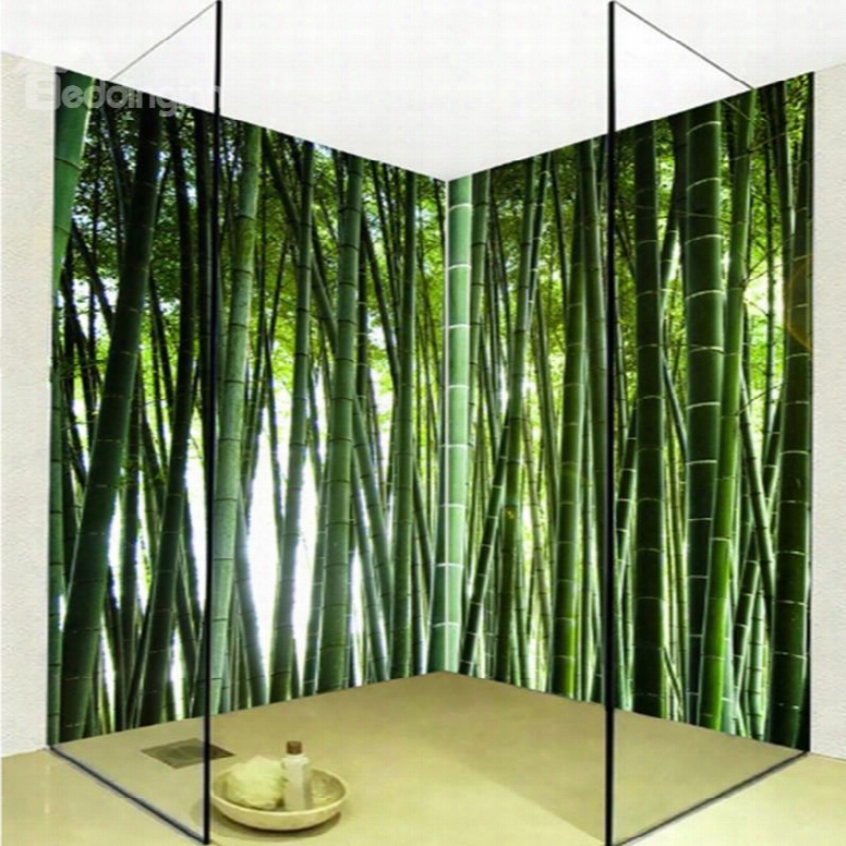 Natural Green Bamboo Forest Pattern Waterproof 3d Bathroom Wall Murals