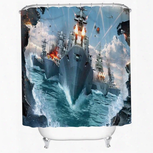 Naval Fleet At The War Print 3d Bathroom Shower Curtain